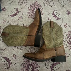 Brown and Green Western Boots